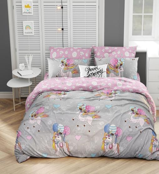 Постельное белье детское поплин на молнии - Единороги