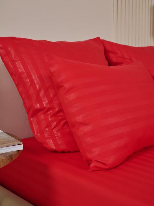 Наволочка микрофибра - страйп без молнии - Красный (Сток)