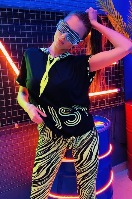 Футболка 8062 черный+салатовый