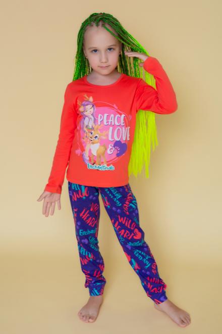 Пижама 22471 Enchantimals дл. рукав синий+коралл (ед.)