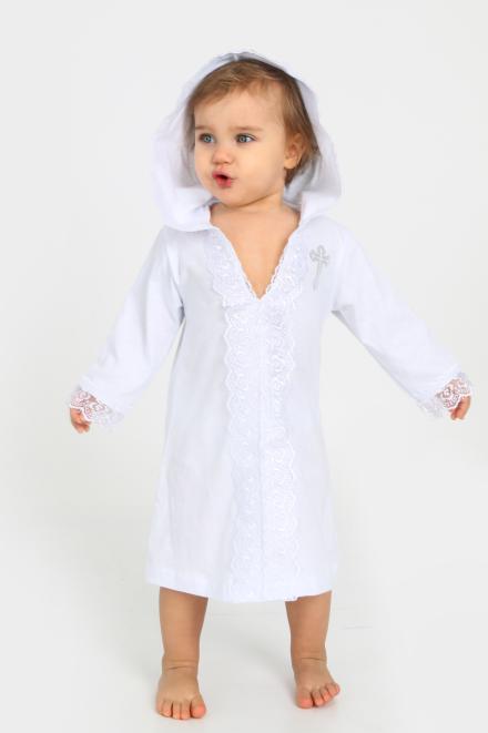 Крестильная рубашка с капюшоном арт.КРР-КП белый (ед.)