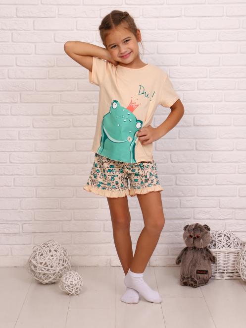 Пижама Принцесса Лягушка детская кор.рукав кремовый (ед.)