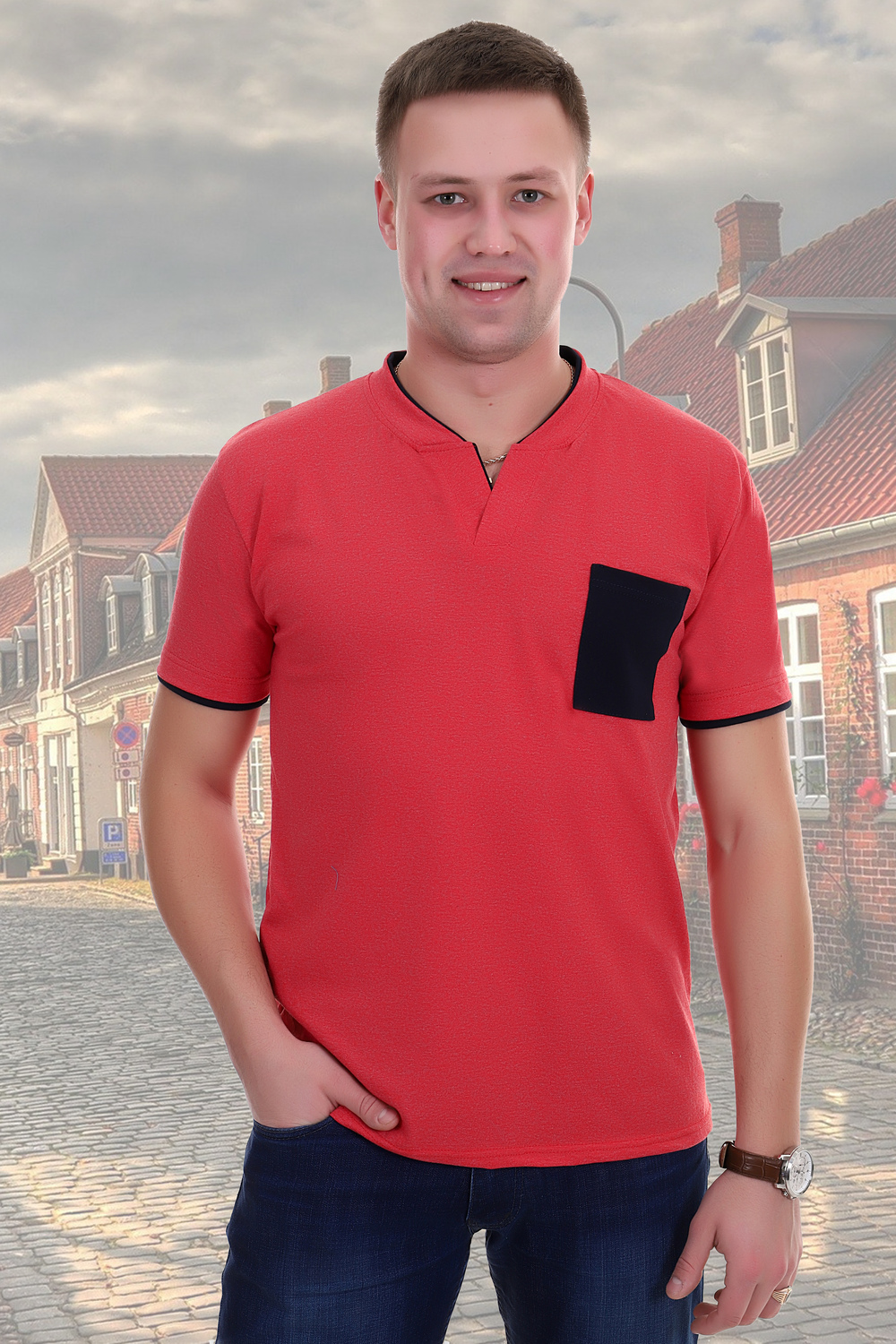 Футболка 1728 коралл Футболка 1728 коралл - фото